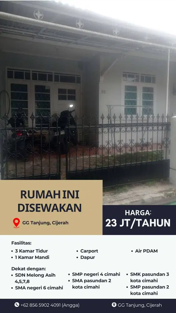 rumah disewakan melong cijerah 3T 1KM