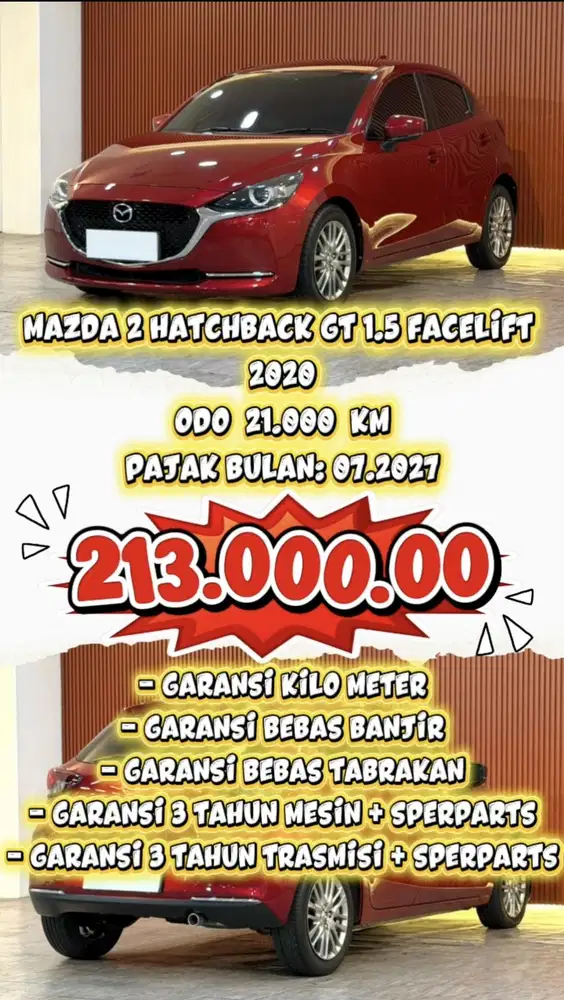 [ ODO 21.000 KM ] MAZDA 2 GT 1.5 HATCHBACK [ FACELIFT ] AT 2020