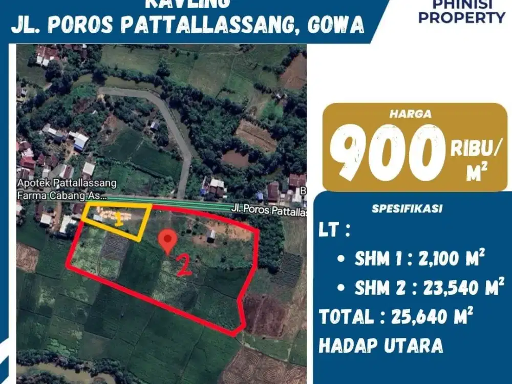 Dijual Kavling Lokasi Strategis Jl. Poros Pattallasang, Gowa