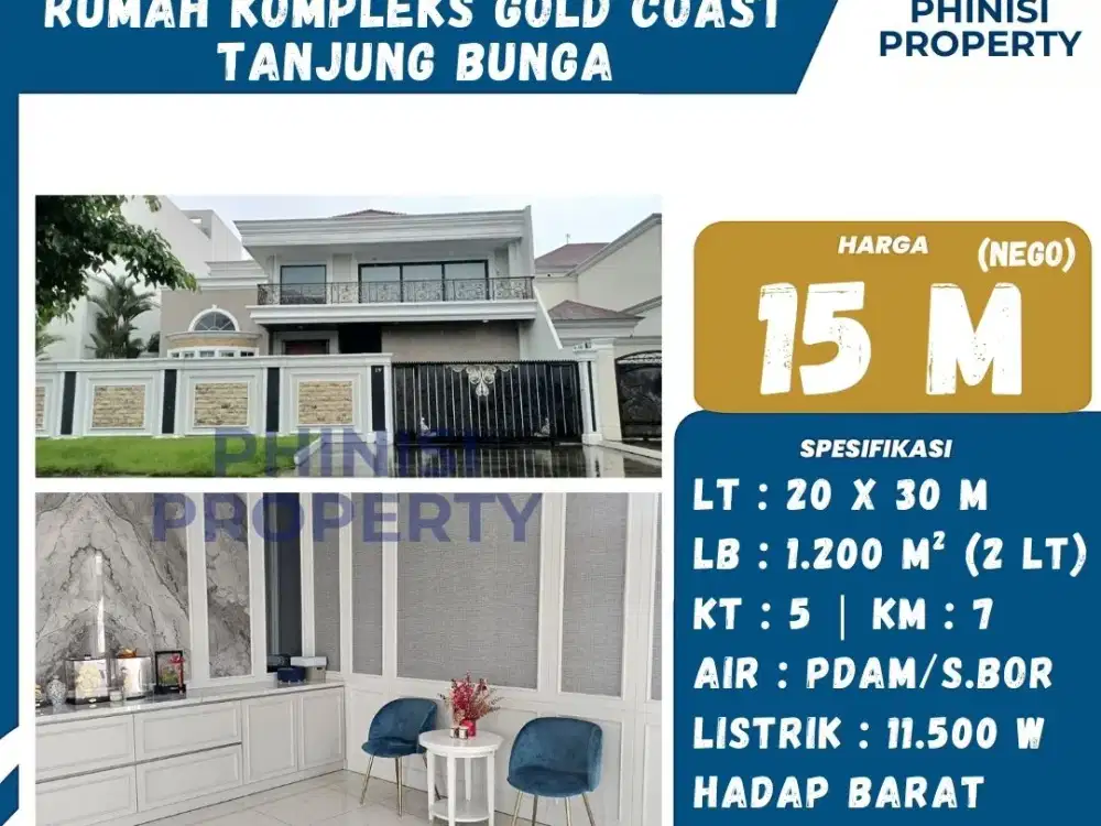 Dijual Rumah Mewah Full Furnish di Gold Coast Tanjung Bunga, Makassar