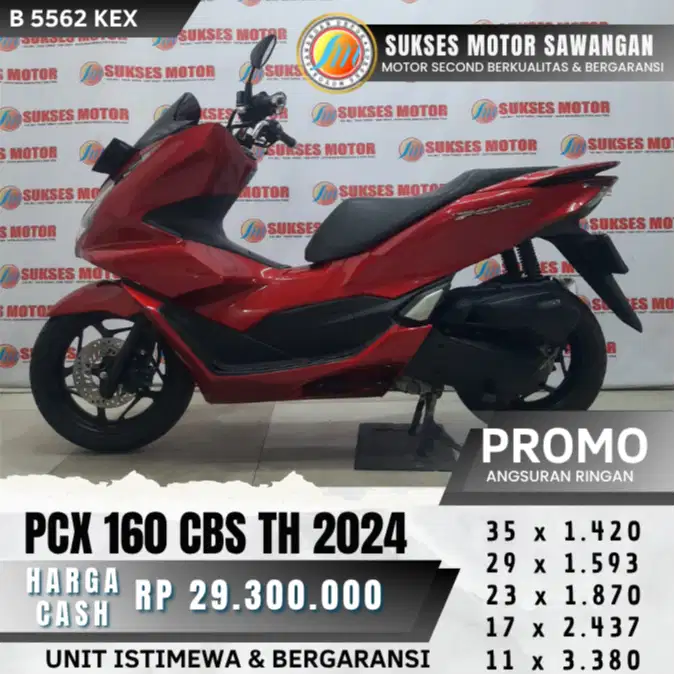 MULUS NEW PCX 160 CBS TH 2024 MERAH BISA CASH KREDIT DI SUKSES MOTOR