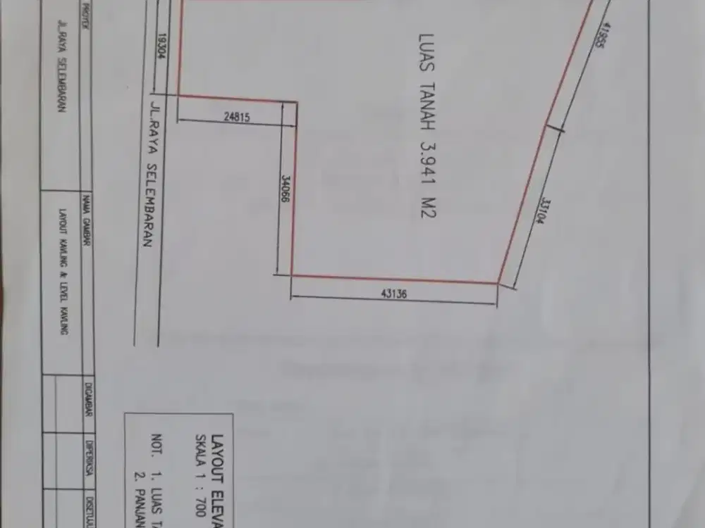 dijual tanah di jl. raya salembaran