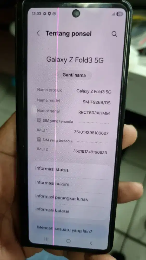 Samsung galaxy fold 3 5G 12/512 sebatang kara