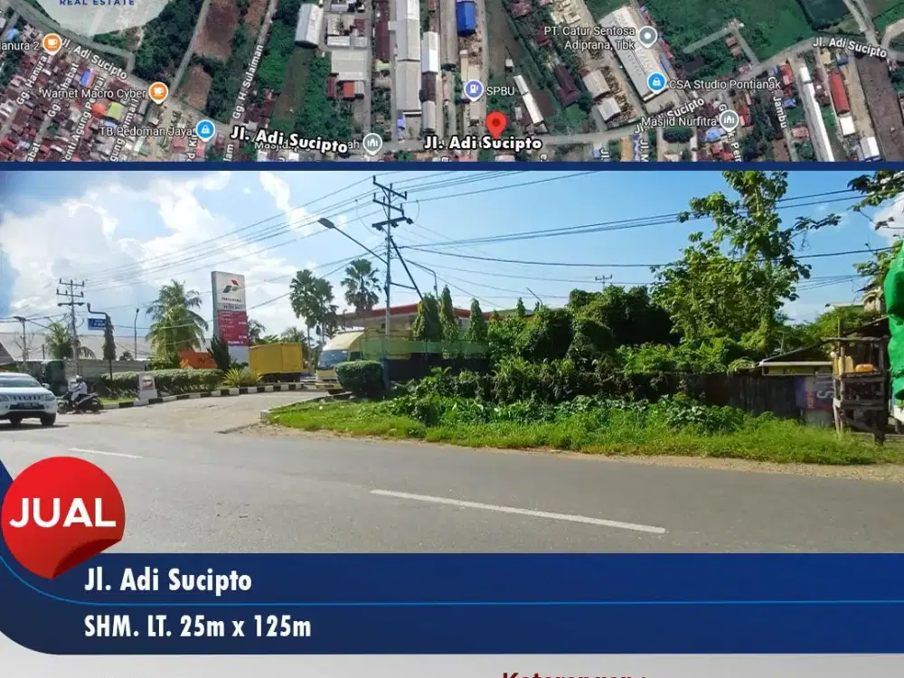 Tanah Luas Cocok Bangun Gudang Samping SPBU Adi Sucipto Pontianak