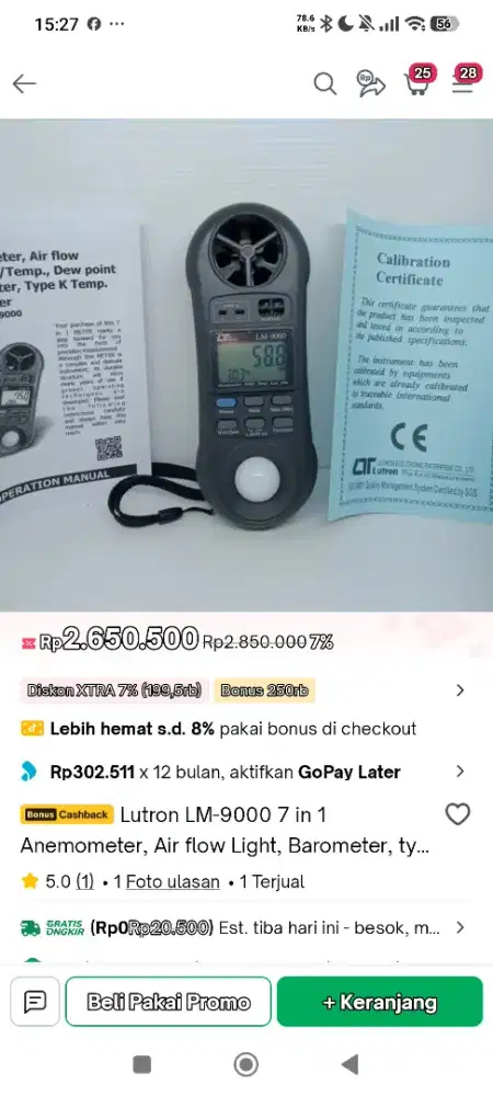 Anemometer alat pengukur suhu udara, kecepatan Dan volume angin