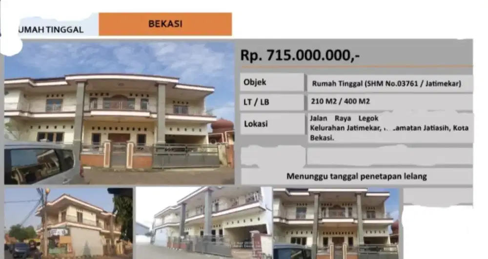 Dijual Rumah Siap Huni Jalan Raya Legok Jatimekar Jatiasih Bekasi