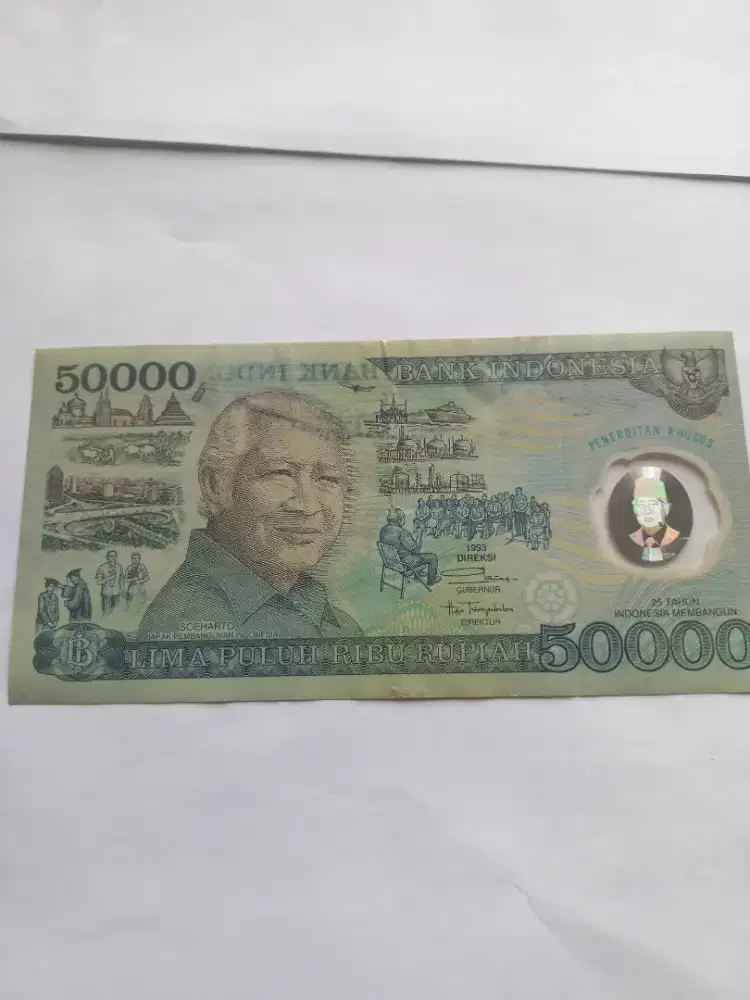 Koleksi langka uang 50 rb soeharto polymer missprint