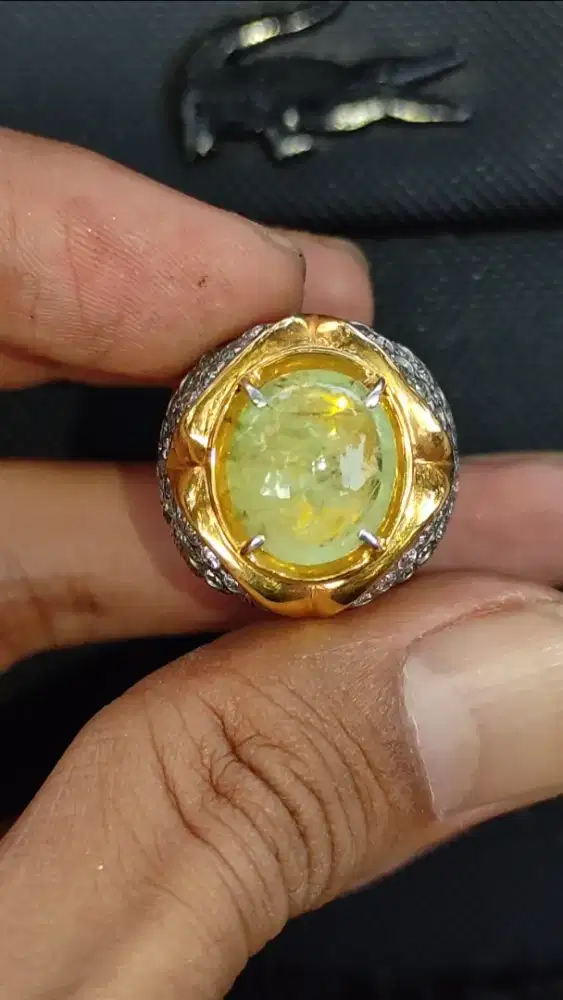 Jamrud Colombia Lawas Ring Perak