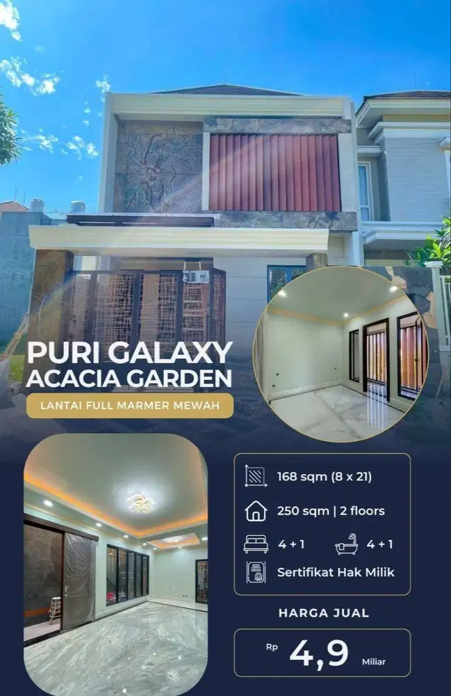 For Sale Rumah di Puri Galaxy Cluster Acacia Garden Full Marmer