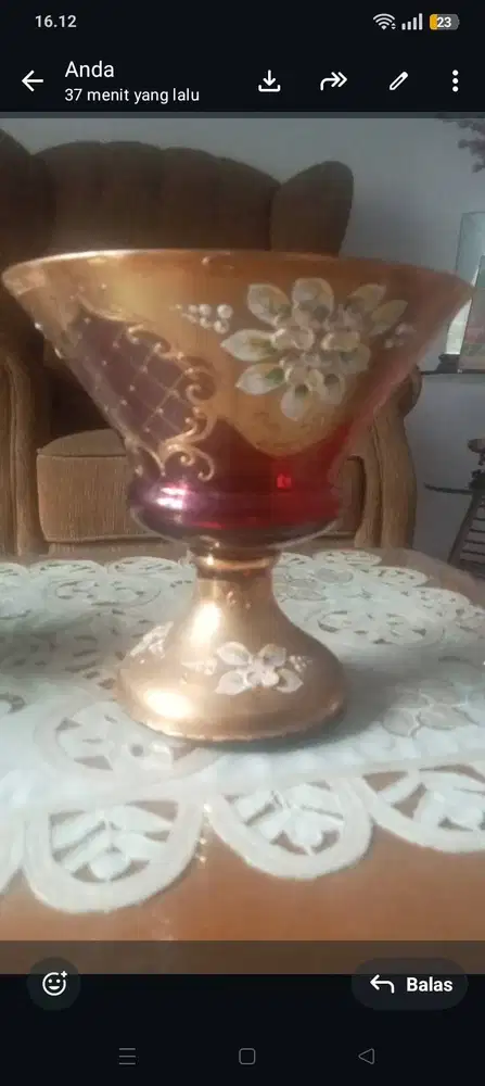 vas bunga kristal Bohemia ukuran 25 cm