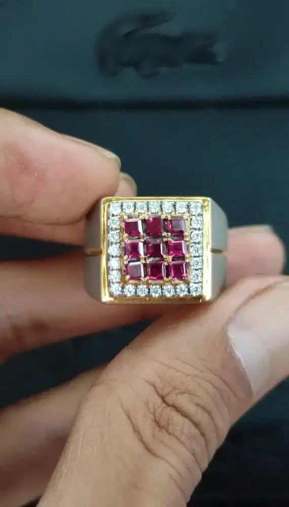 Batu Ruby Stempel Ring Perak Pesanan