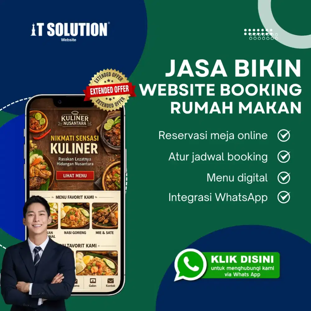 Jasa Bikin Website Booking Rumah Makan Siap Pakai