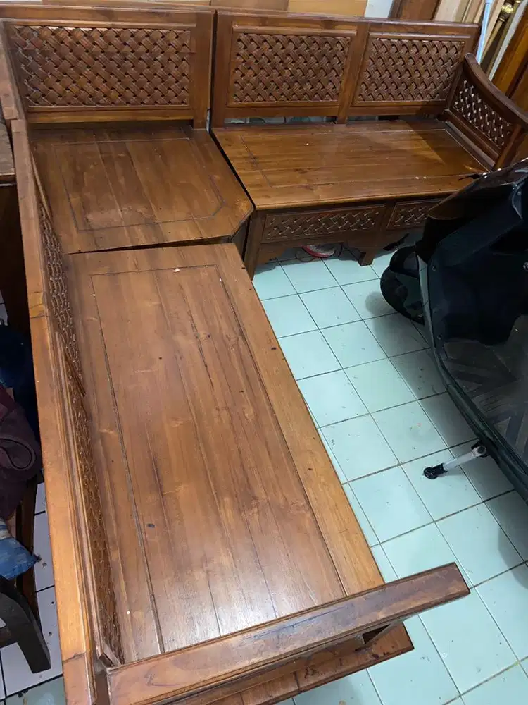 Kursi sudut ruang tamu jati asli
