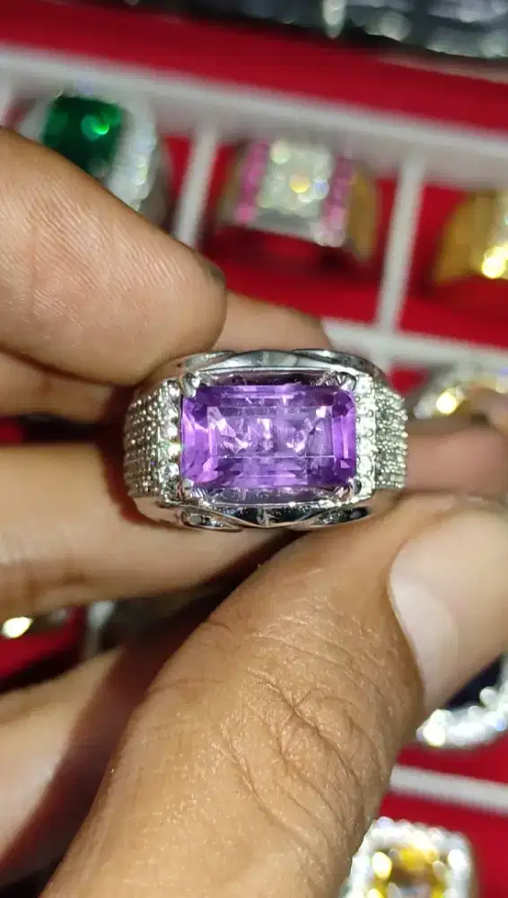 Natural Amethys Cutting Ring Perak
