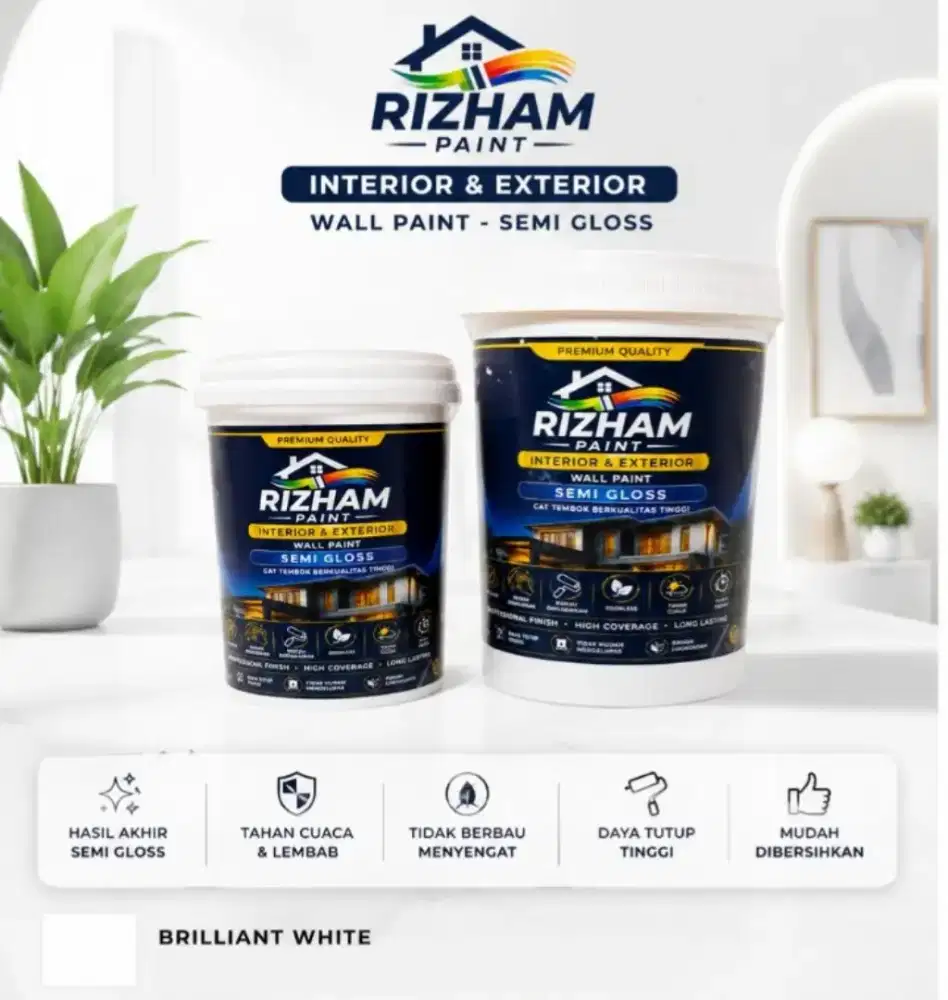 Cat Tembok interior & Exterior Semi Gloss Briliant White Diskon 30%