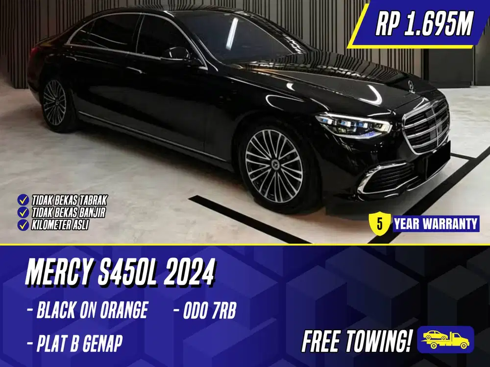 Mercedes Benz S450L 2024 NIK 2023 Black on Orange Hitam Mercy S450 L