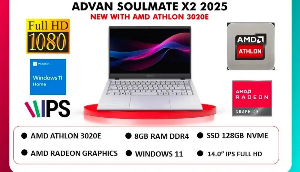 Advan Soulmate X2 AMD Athlon 3020E RAM 8GB SSD 128GB