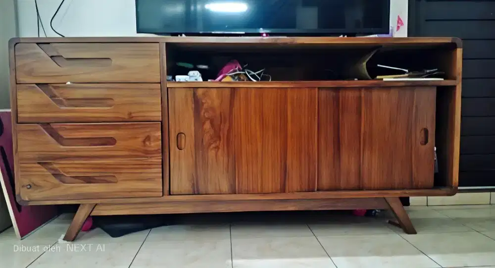 MEJA TV KAYU JATI ASLI