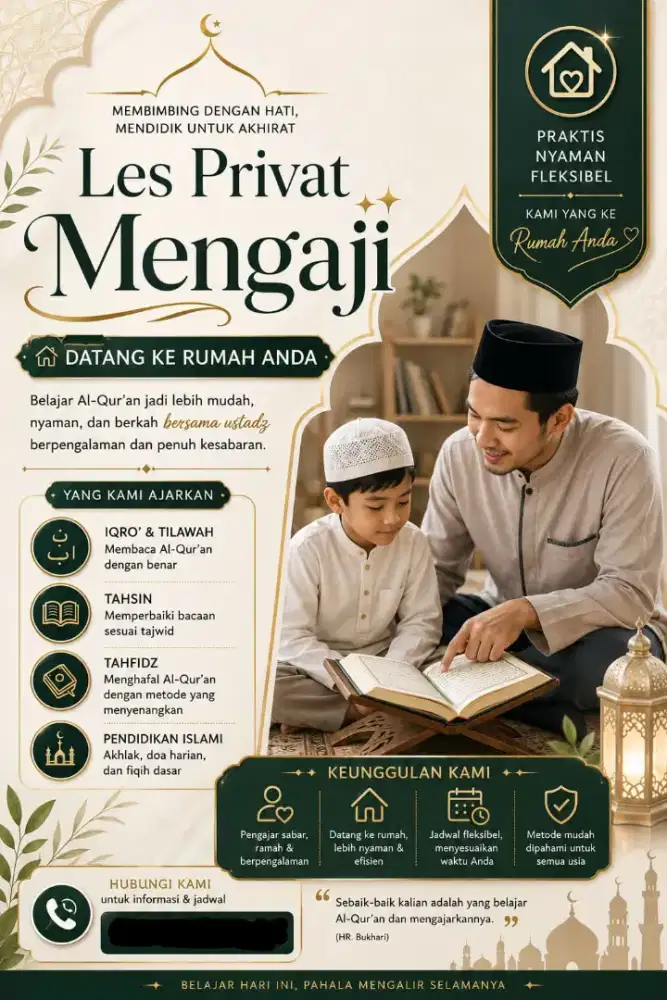 Les privat mengaji panggilan
