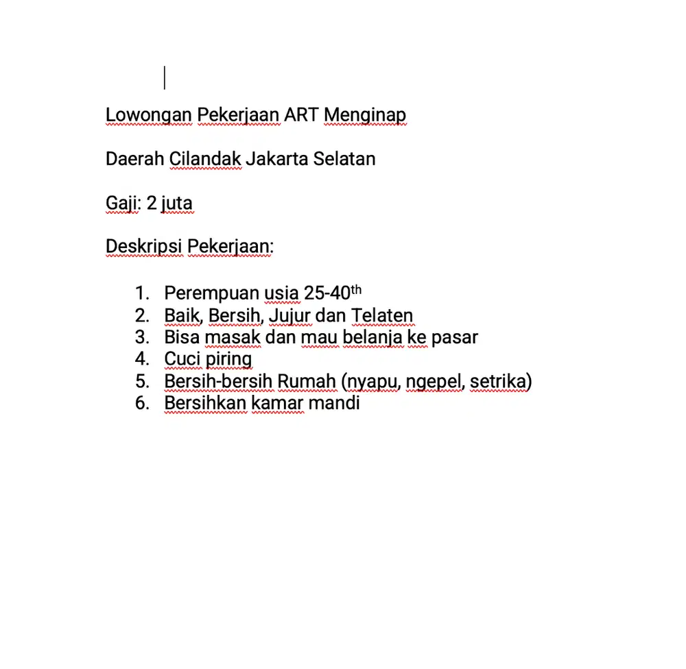 Lowongan Pekerjaan ART Cilandak Jakarta Selatan