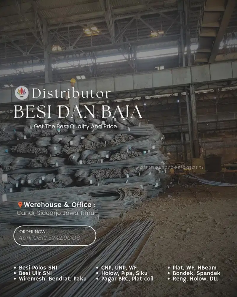 Besi beton SNI, wiremesh, CNP, UNP, WF, Hbeam ready stok