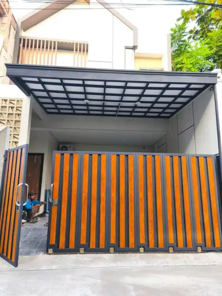 Kanopi besi holo atap upvc