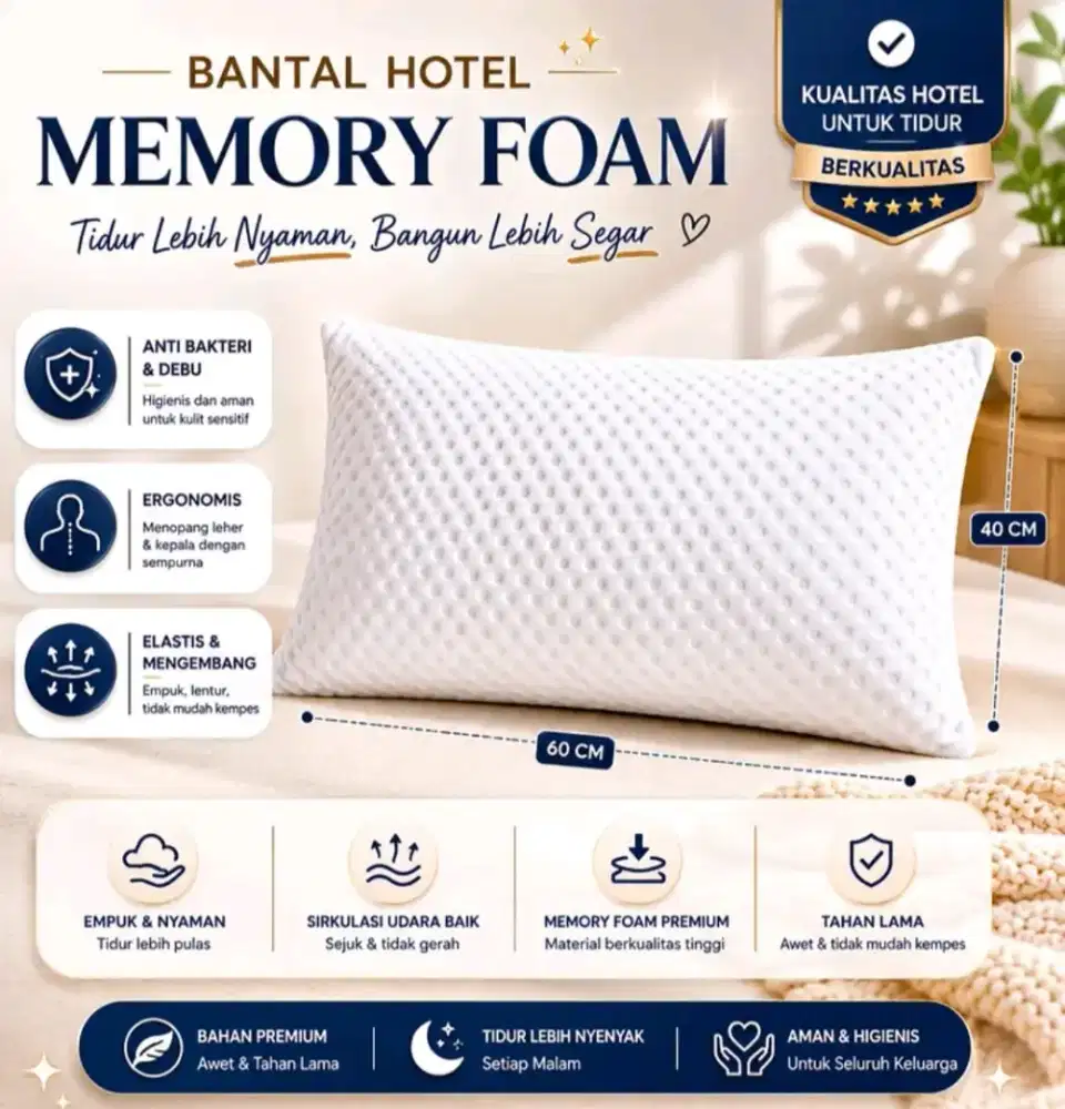Bantal Hotel bahan memory foam nyaman untuk tidur