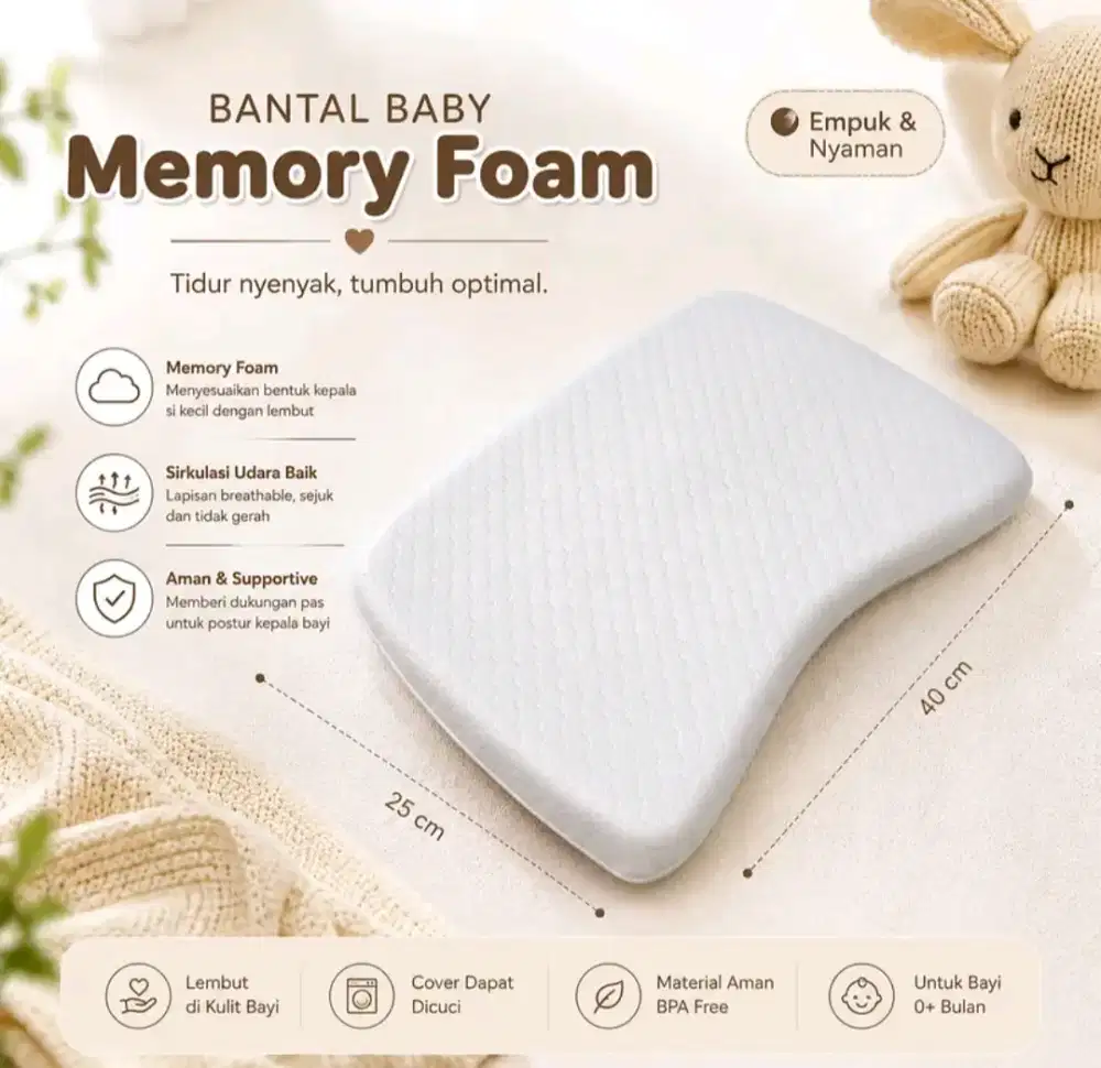 Baby pillow/Bantal bayi memory foam untuk usia 0-24bulan