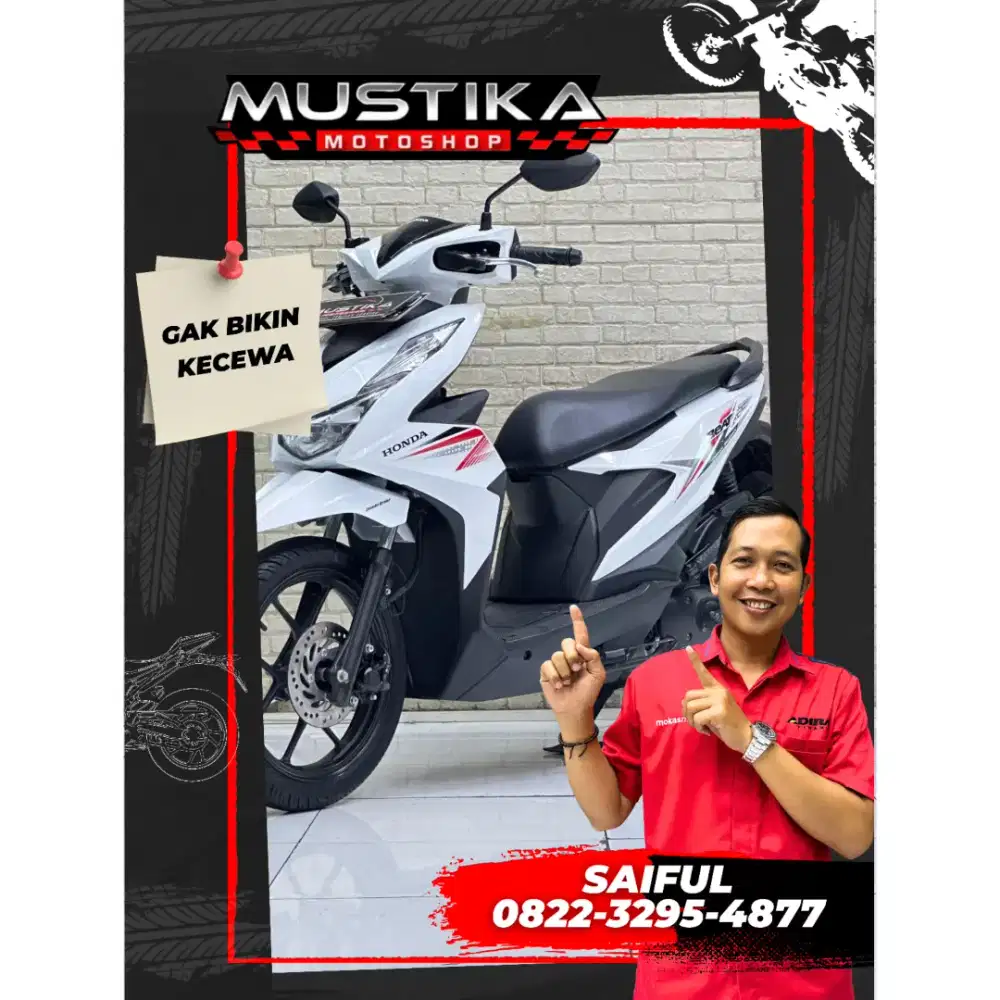 Perfect Condition!!Honda Beat CBS 2021 Plat Baru Cetak White-Mustika