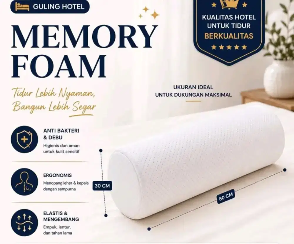 Guling hotel bahan memory foam nyaman digunakan