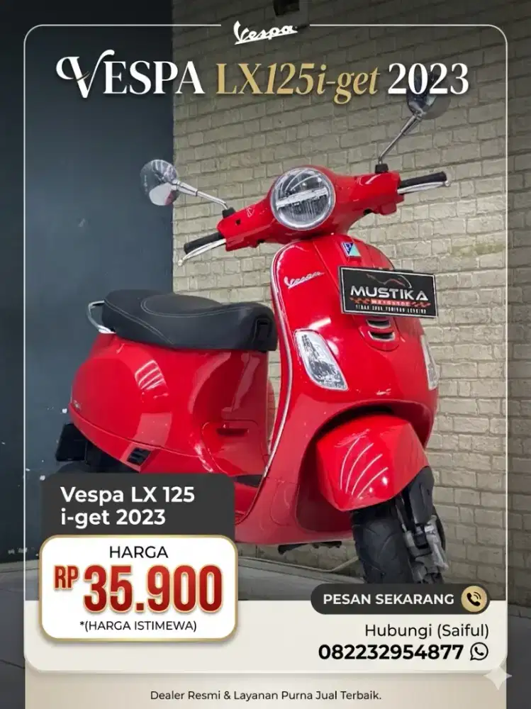 Perfect Condition!!Vespa LX 125cc I Get Pmk 2024 Red Mulus-Mustika
