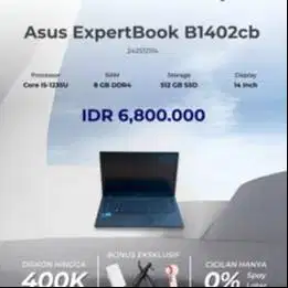 ASUS EXPERBOOK B1402CA CORE I5-1235U RAM 8GB SSD 512GB BAKCKLITE