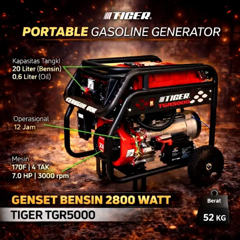 Genset Bensin Tiger TGR5000 Daya 3.000watt