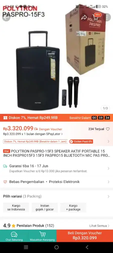 Speaker aktif polytron paspro 15F3