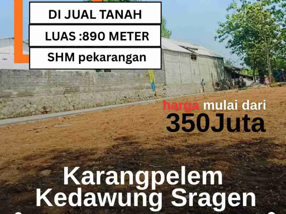 Tanah pekarangan sejuk siap bangun karangpelem kedawung sragen