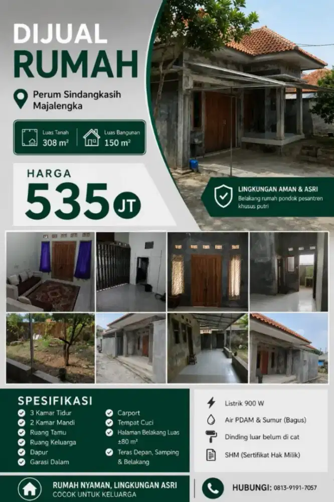 Rumah Besar Murah di Perum Sindangkasih Majalengka, Jawa Barat