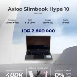 AXIOO SLIMBOOK HYPE 10 CELERON N4020 RAM 8GB SSD 256GB LIKE NEW BROWN