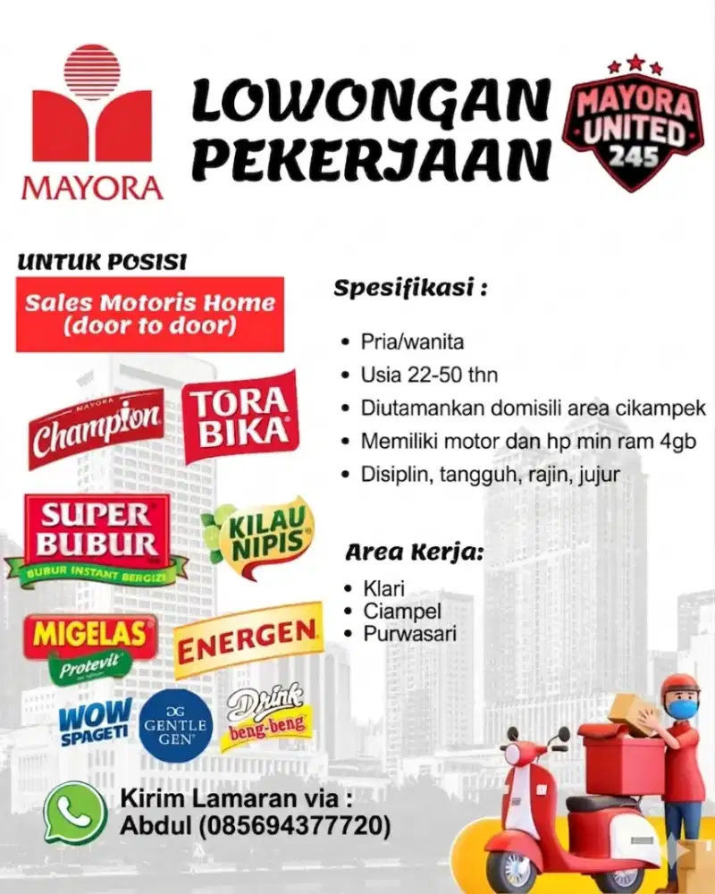 Loker sales mayora direct selling