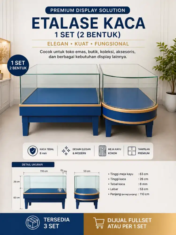 DIJUAL Set Etalase Kaca Premium (Desain Estetik & Minimalis)