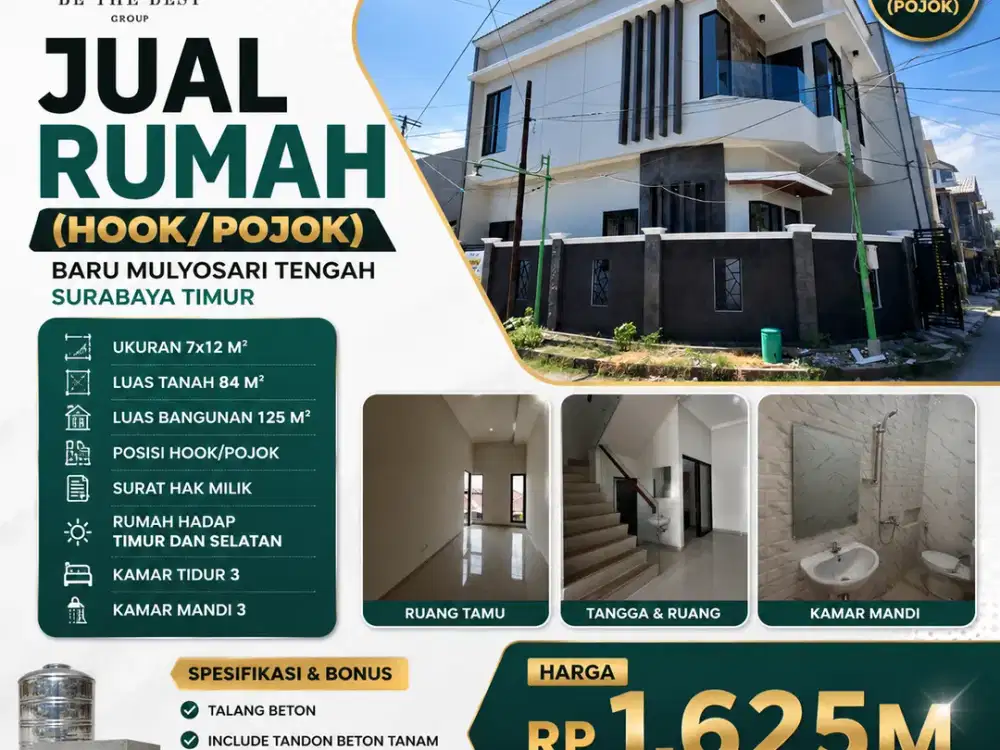 2 LANTAI – POSISI HOOK/POJOK!! RUMAH DIJUAL BARU GRESSDI MULYOSARI TENGAH SURABAYA TIMUR