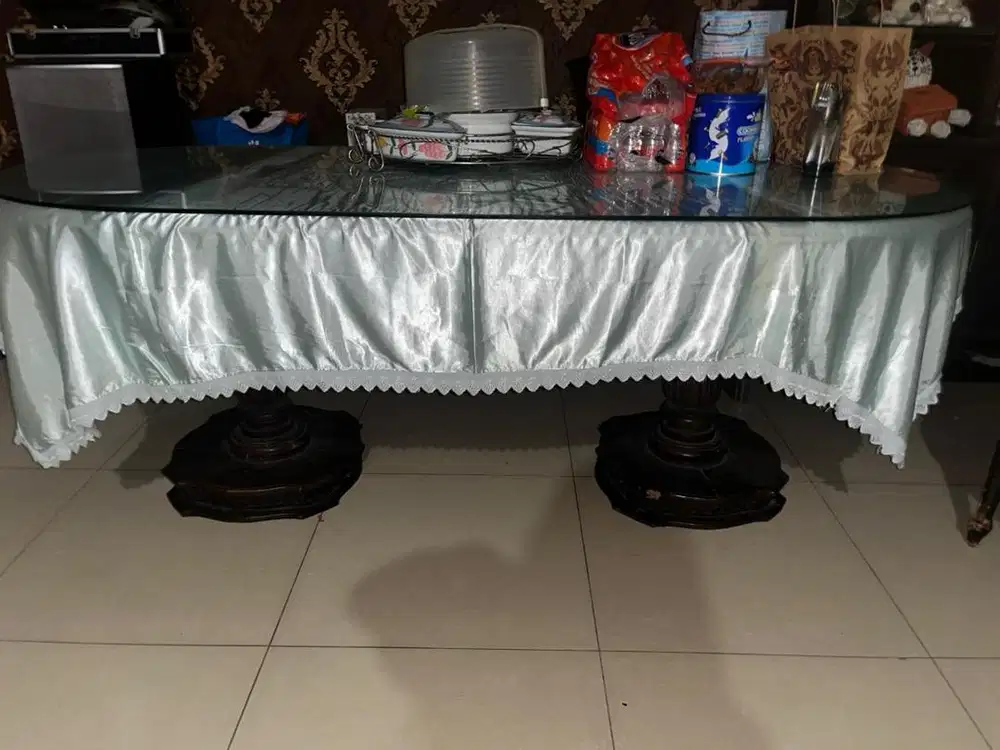 jual cepat meja makan oval kayu jati