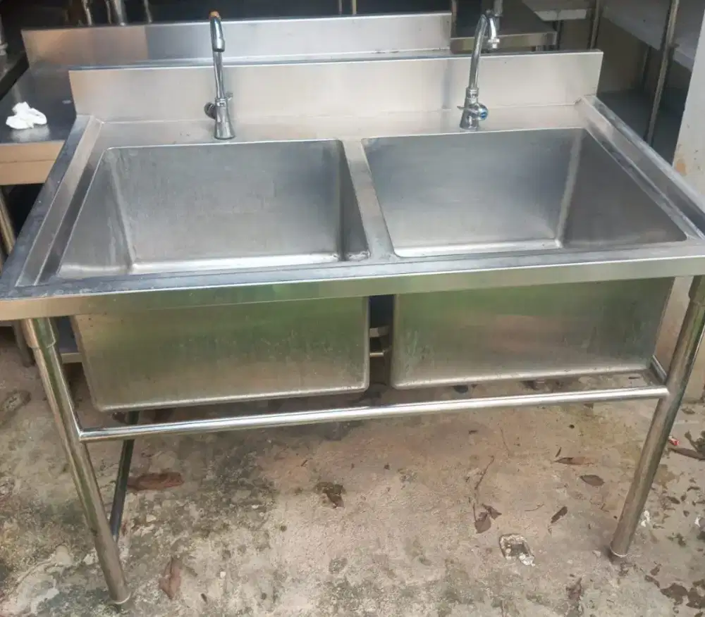 sink 2 lubang 120 x 75 x 85 (50 x 50 x 30) include keran 2 pc