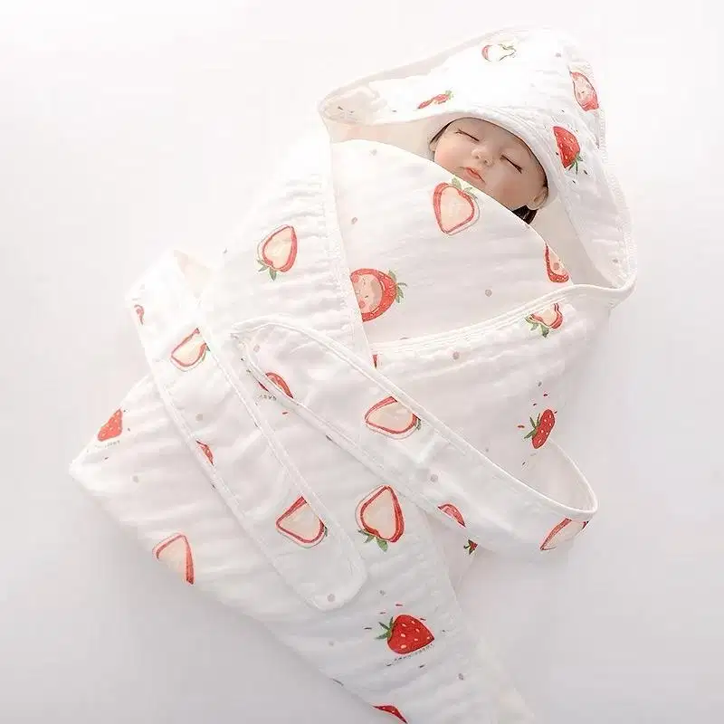 Selimut bayi baru lahir / handuk kasa katun 4 lapis pembungkus bayi