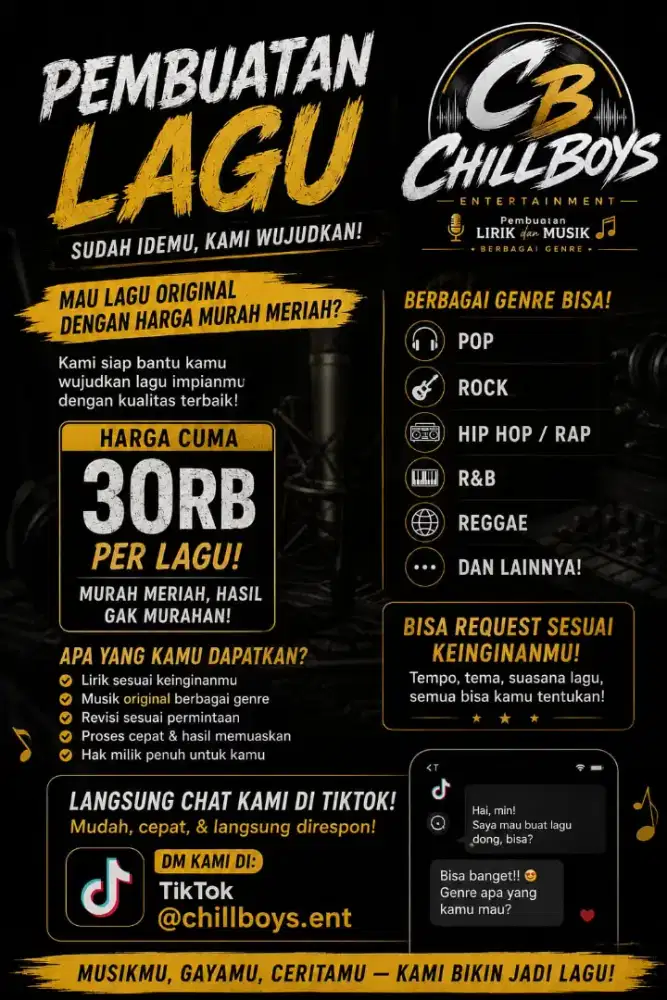 Jasa Pembuatan Lagu Original Murah Berbagai Genre - Hanya 30Rb