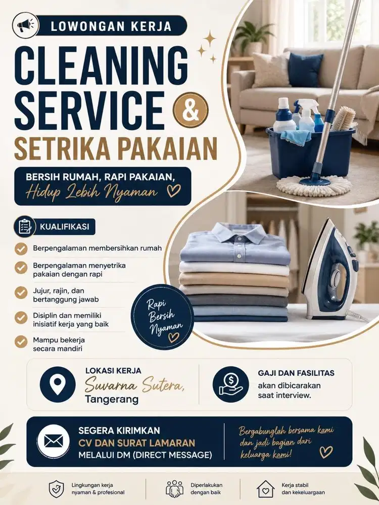 Loker bersih-bersih dan setrika