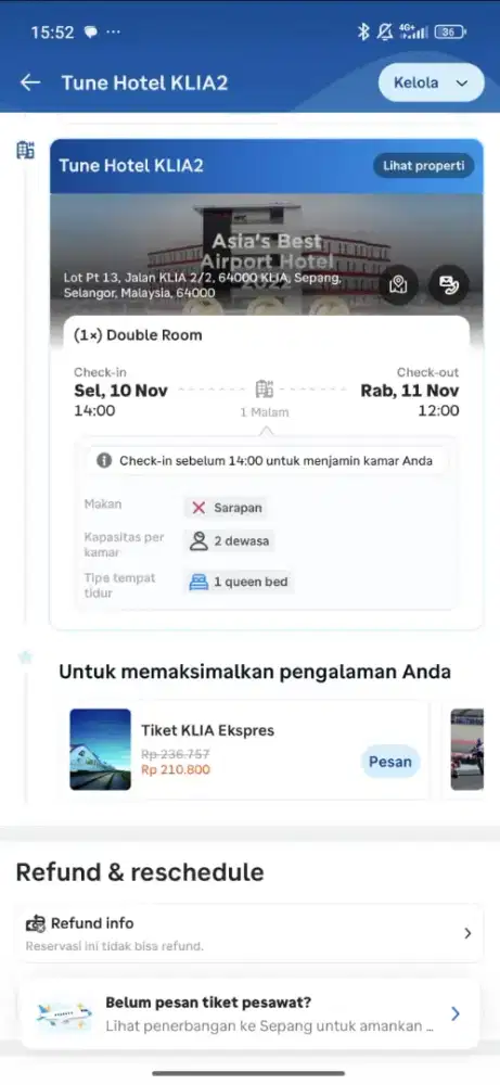 Tune Hotel KLIA 2 (1Malam) (10 Nov 26)