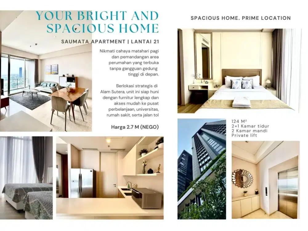 Dijual Muraah Apt Saumata  Lantai 21 Full Furnished