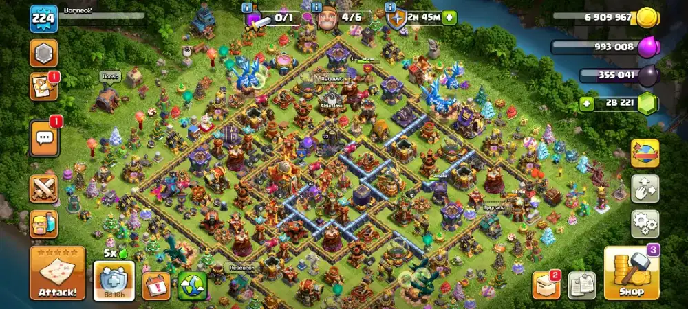 COC TH 16 Mentok Defense Gems 28rb Koin