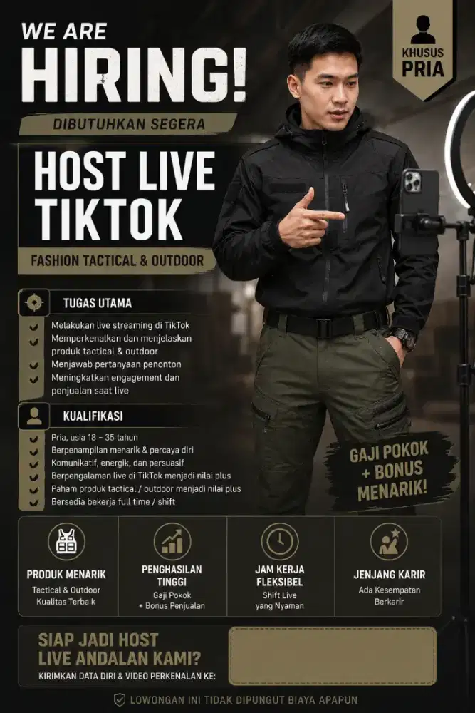 LOWONGAN HOST LIVE TIKTOK