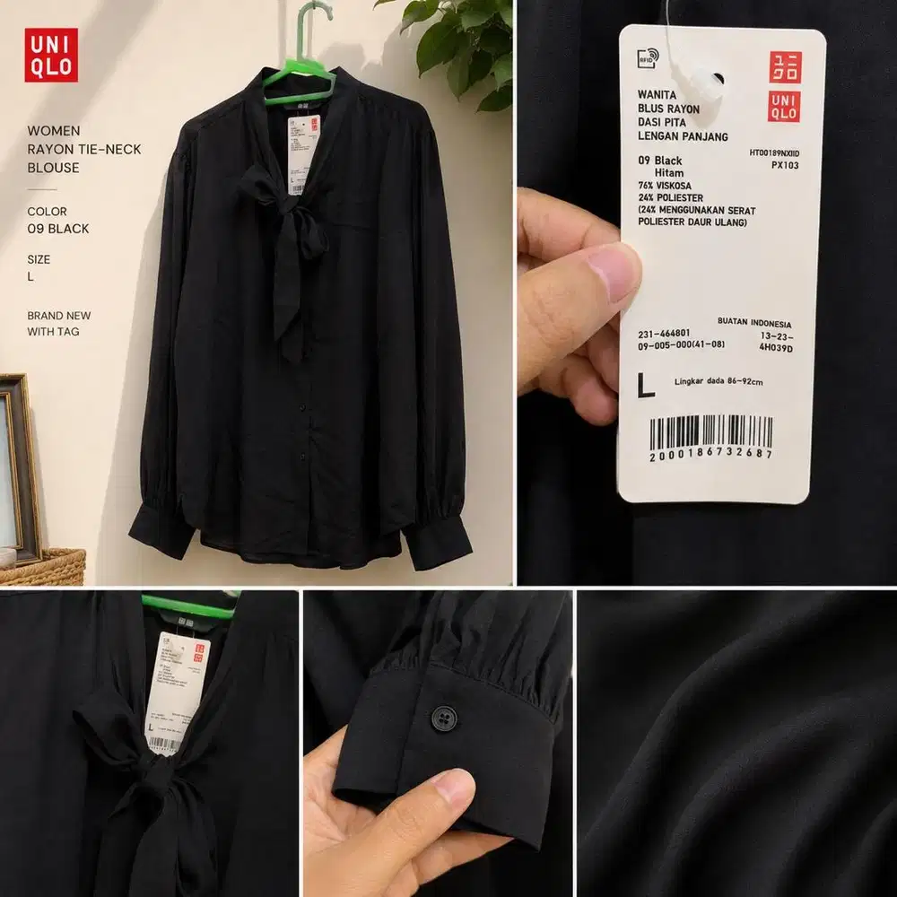 Uniqlo Blouse Hitam Pita